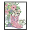 Kitten In Rain Boots-14CT Stamped Cross Stitch 28*33cm/11.02*12.99in