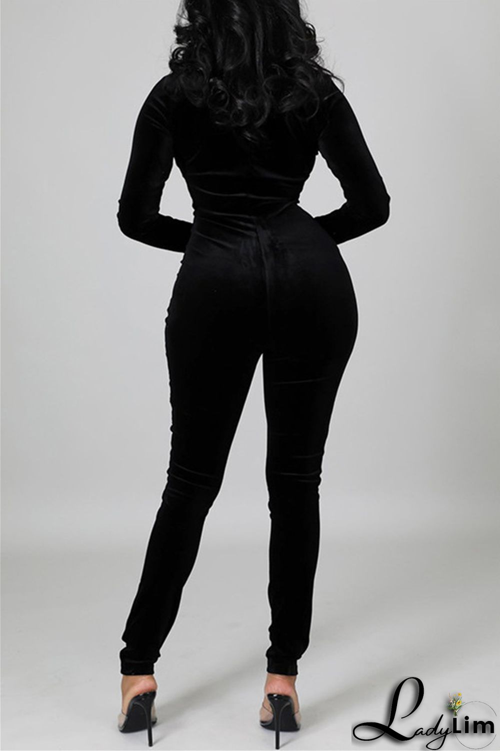 Yellow Fashion Casual Solid Split Joint Zipper Collar Skinny Jumpsuits