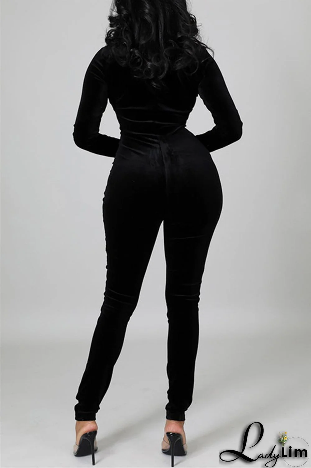 Yellow Fashion Casual Solid Split Joint Zipper Collar Skinny Jumpsuits