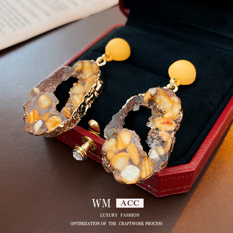 Luxurious Ellipse Geometric Alloy Electroplating Earrings