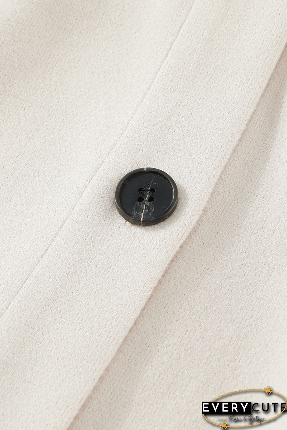 Khaki Lapel Button-Down Coat with Chest Pockets