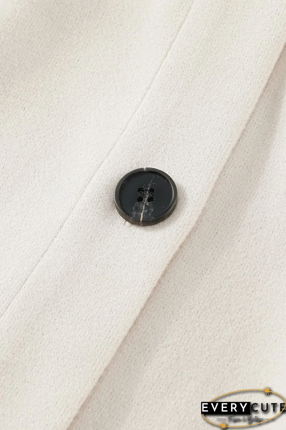 Khaki Lapel Button-Down Coat with Chest Pockets