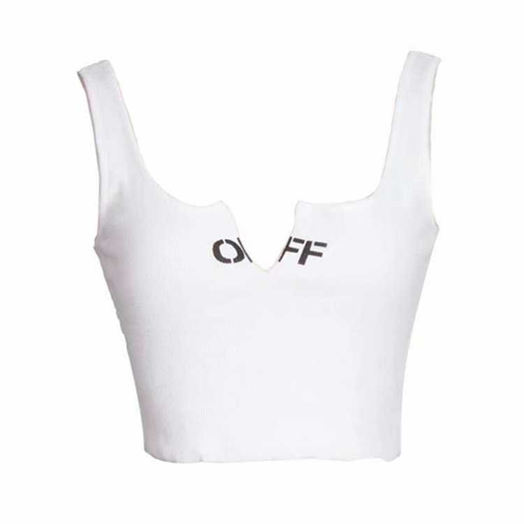 OFF Letter Split Sexy Top - Modakawa Modakawa
