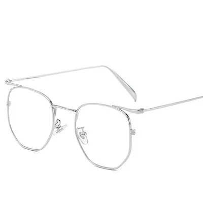 New Anti-blue Light Reading Glasses Polygonal Spectacle Sliver Frame Men's and Women's Metal Flat Glasses