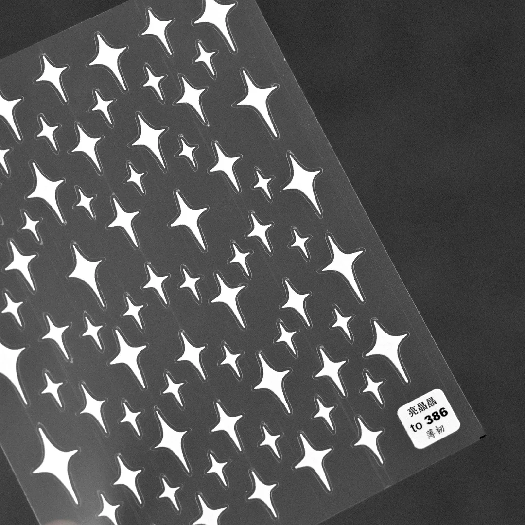 1PC 3D Nail Sticker Back Adhesive Engraved Acrylic Nail Decals Sparkly Star Love Heart Design for Manicure DIY Decorations-Nail Inspo