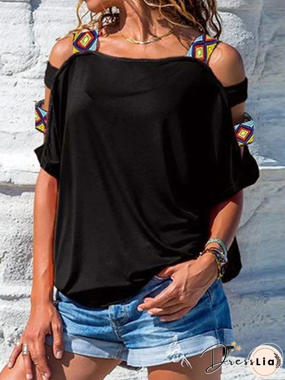 Solid Color Cold Shoulder Tops