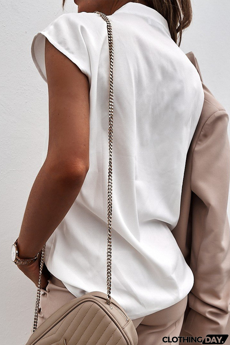 Casual Solid Split Joint V Neck T-Shirts(3 Colors)