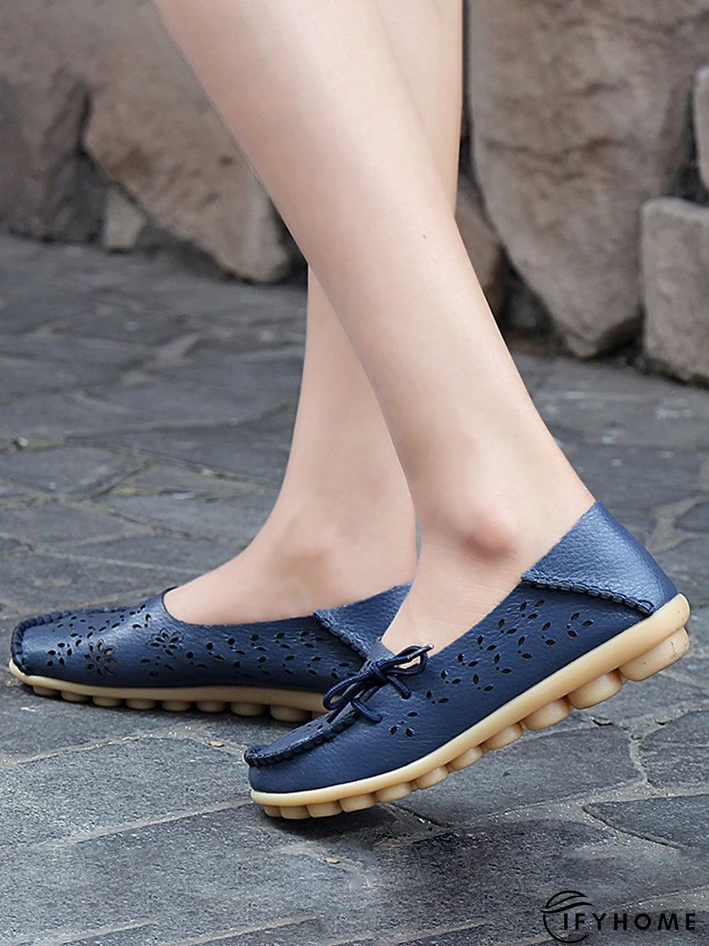 Cowhide Hollow Lace-up Portable Shoes | IFYHOME