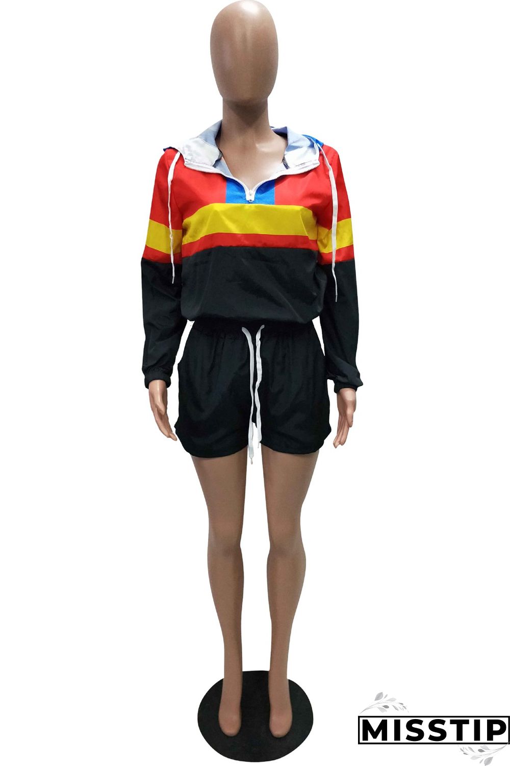 Green Casual Patchwork Sports Two-piece Set