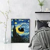 Van Gogh Monet Black Cat - 11CT Stamped Cross Stitch 40*53cm/15.75*20.87in