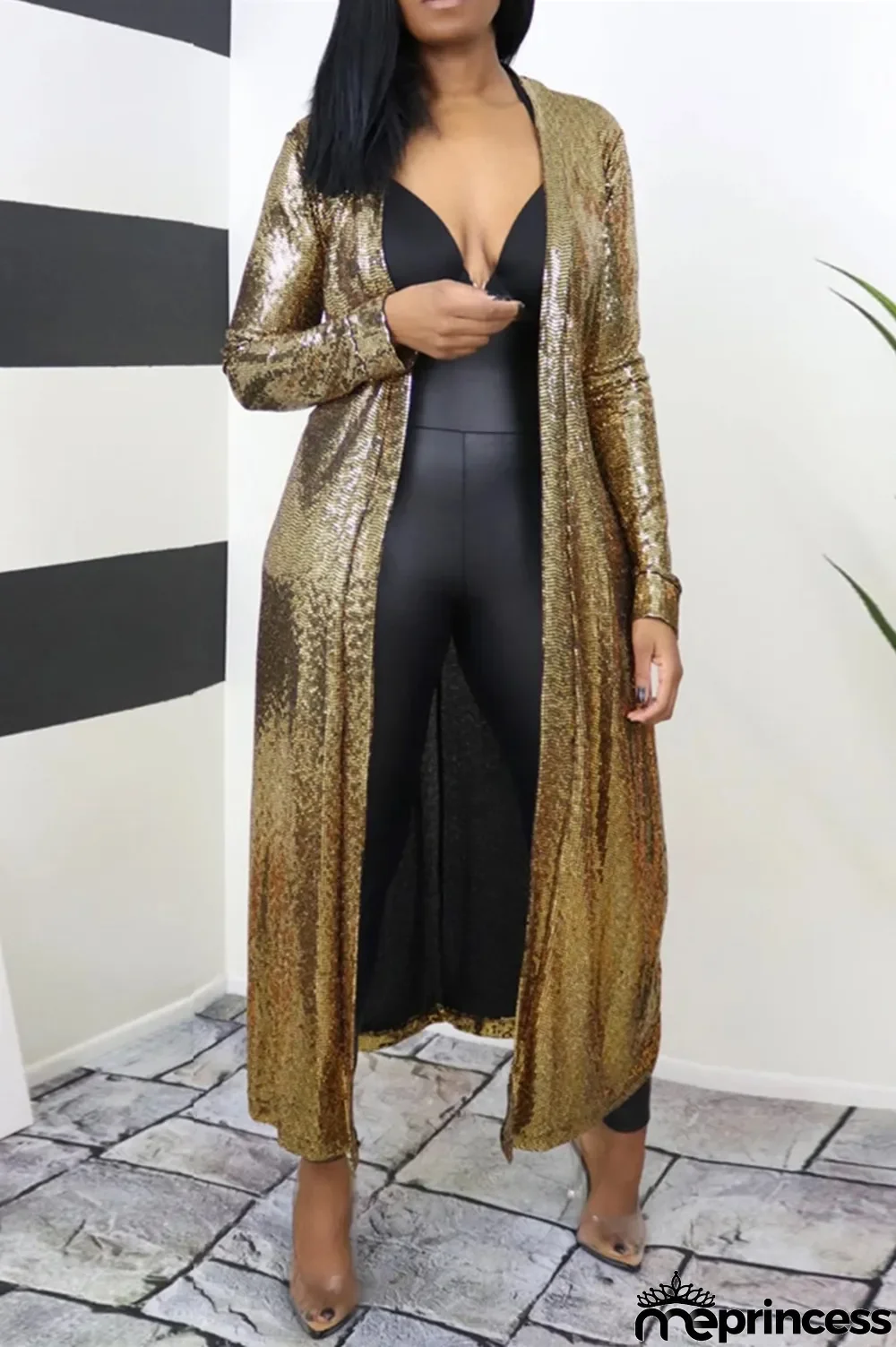 Gold Fashion Casual Solid Cardigan Outerwear