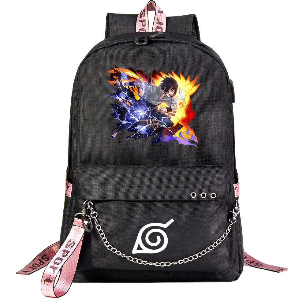 Buzzdaisy Naruto Shoolbag Backpack USB Charging Students Notebook Bag for Kids Gifts