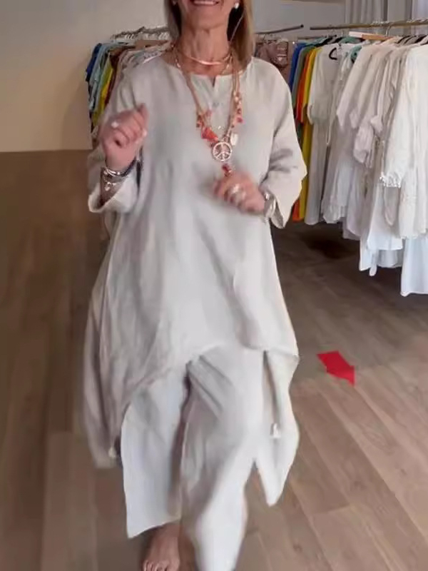 Women's Solid Color Linen Casual Suit