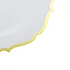 10 Pack | 10" White Plastic Dinner Plates Disposable Tableware Round With Gold Scalloped Rim