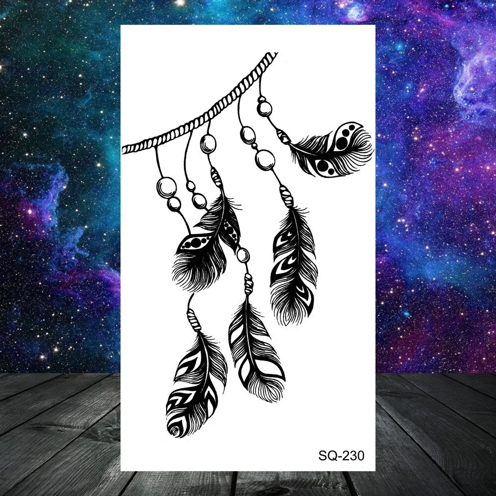 Black Skull Rose Flower Temporary Tattoos For Women Adult Girls Kids Snake Scorpion Wolf Tree Fake Tattoo Finger Ear Tatoos