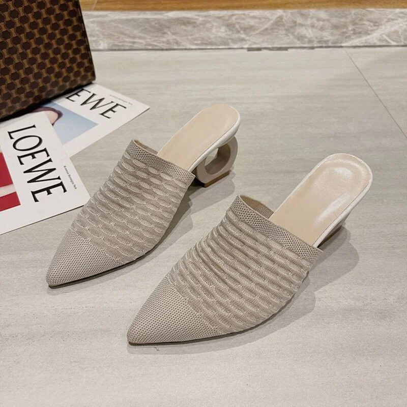 Qengg Women's Mules Slippers Pointed Toe Strange High Heels Shoes 2022 Spring Fashion Ladies Modern Slippers Size 43 zapatos de mujer