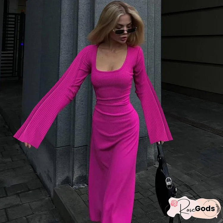 Women's Fashion Casual Loose Back Tied Long Dresses