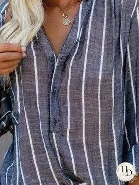Blouses Simple And Fashionable Printed Stripes Blouses for Women