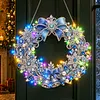 DIY Special Shaped Diamond Painting Wreath, Double-Sided Printing Christmas Wreath Hanging with LED Light Decor Kit 