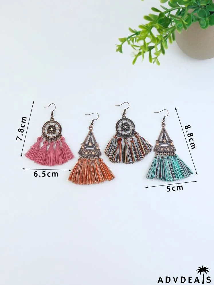 4pairs Tassel Drop Earrings