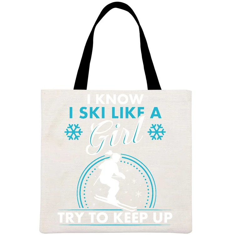 Ski lovers Printed Linen Bag-Annaletters