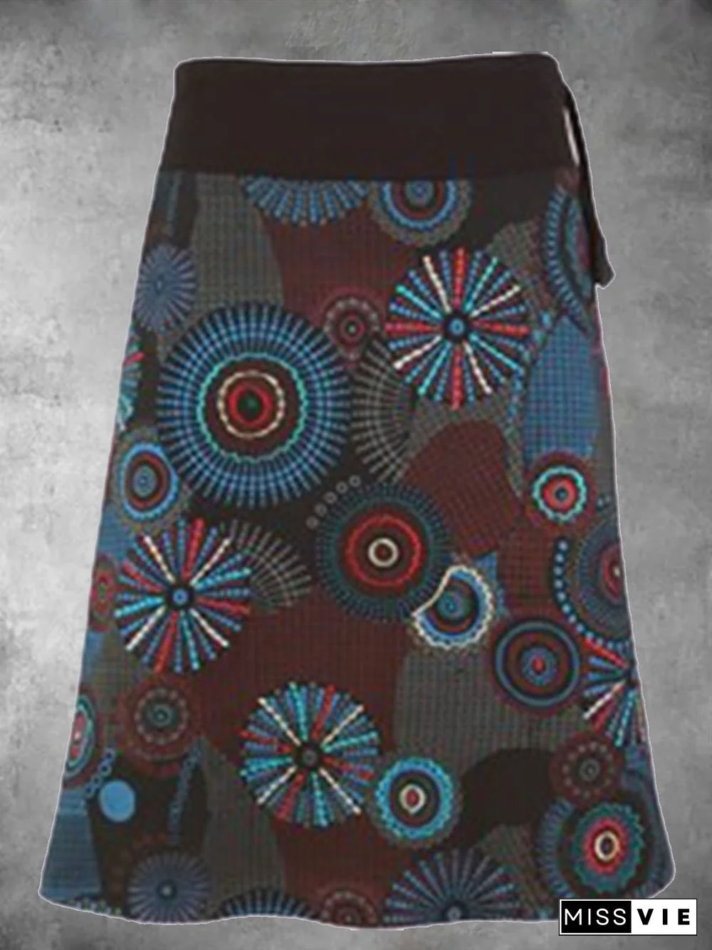 Brown Cotton-Blend Printed Skirt