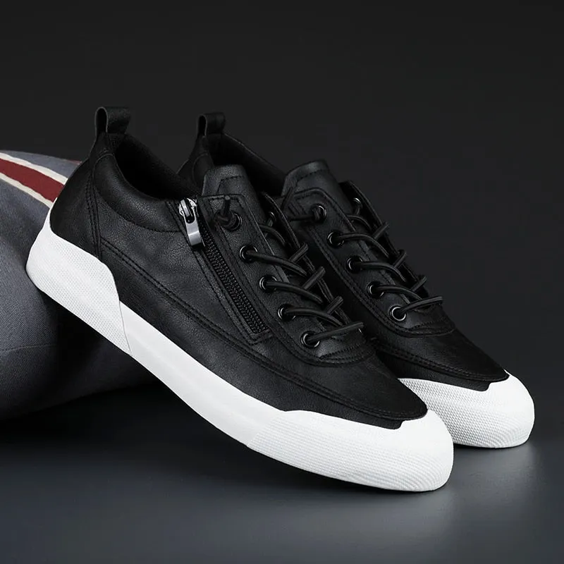 Leather Men Sneakers zips Qulaity Casual shoes Slip-on Softy Luxury brand shoes for Men Loafers outdoor Moccasins Driving Shoes