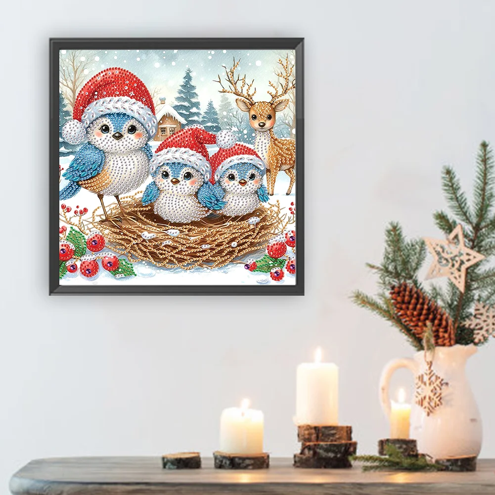 Diamond Painting - Partial Special Shaped Drill - Xmas Bird(Canvas|30*30cm)