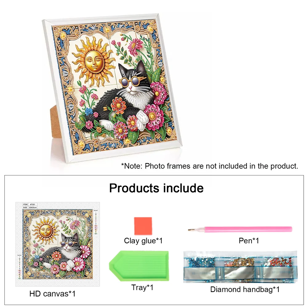 Diamond Painting - Partial Special Shaped Drill - Sun Cat(Canvas|30*30cm)