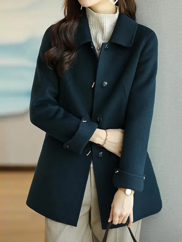 Long Sleeve Solid Color Lapel Outerwear