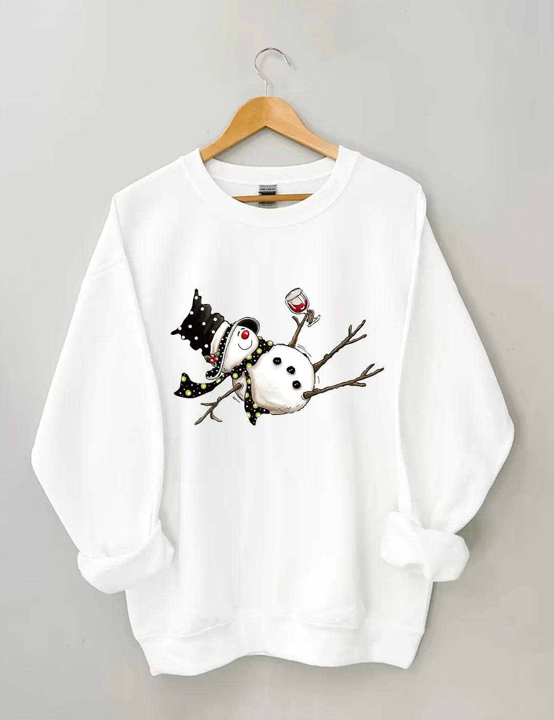 Drunk Snowman Drinking Wine Sweatshirt