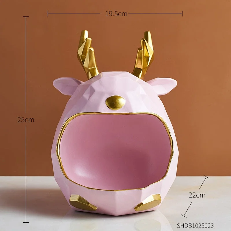 Resin Elk Deer Statue Home Decoration Accessories Artware Sculpture Abstract Decor Jewelry Storage Box Office Desktop Decoration