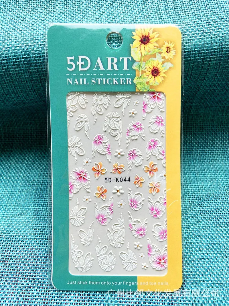 5D Embossed Nail Art Stickers Butterfly Rose Animal Design Flowers Lace Gel Decals Acrylic Engraved Sliders Manicure Art Decora-Nail Inspo
