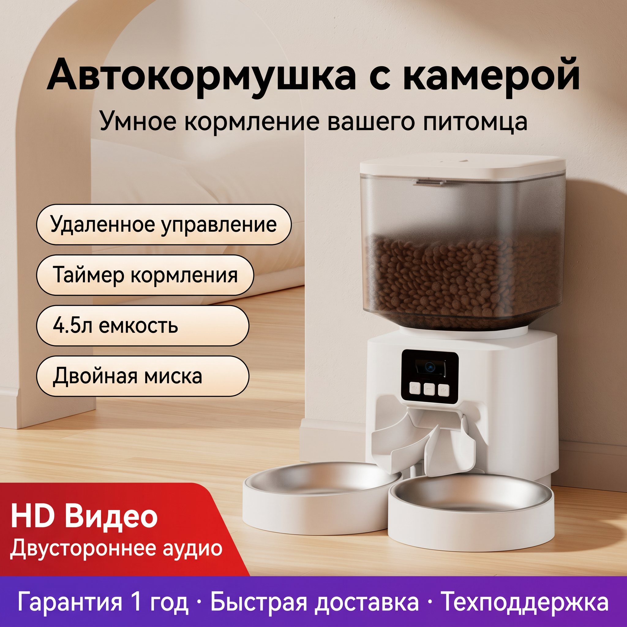 GOPET&reg;Автоматическая кормушка для кошек и собак &mdash; умный, программируемый дозатор корма с таймером
