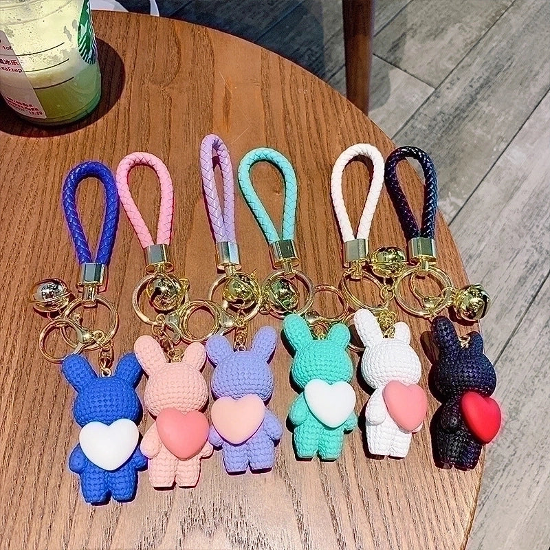 Cartoon Style Animal Heart Shape Resin Unisex Bag Pendant Keychain