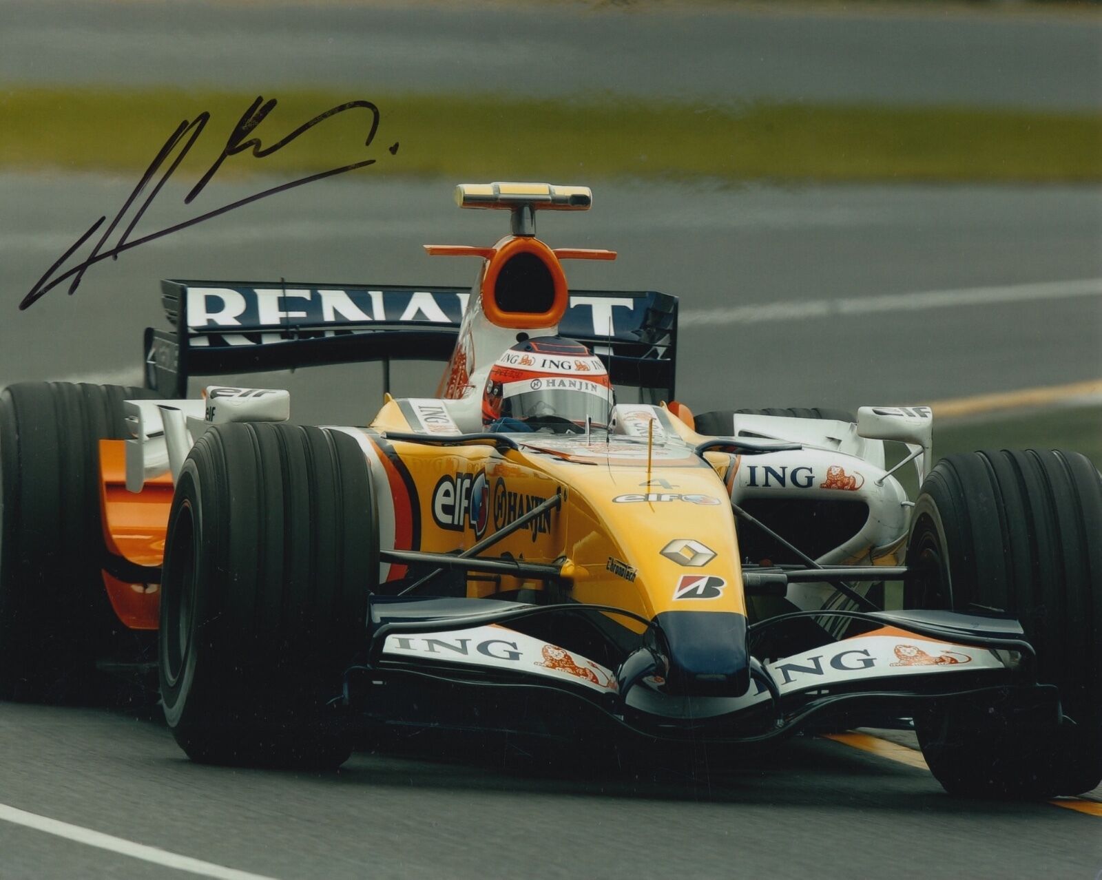 Heikki Kovalainen Hand Signed ING Renault 10x8 Photo Poster painting F1.