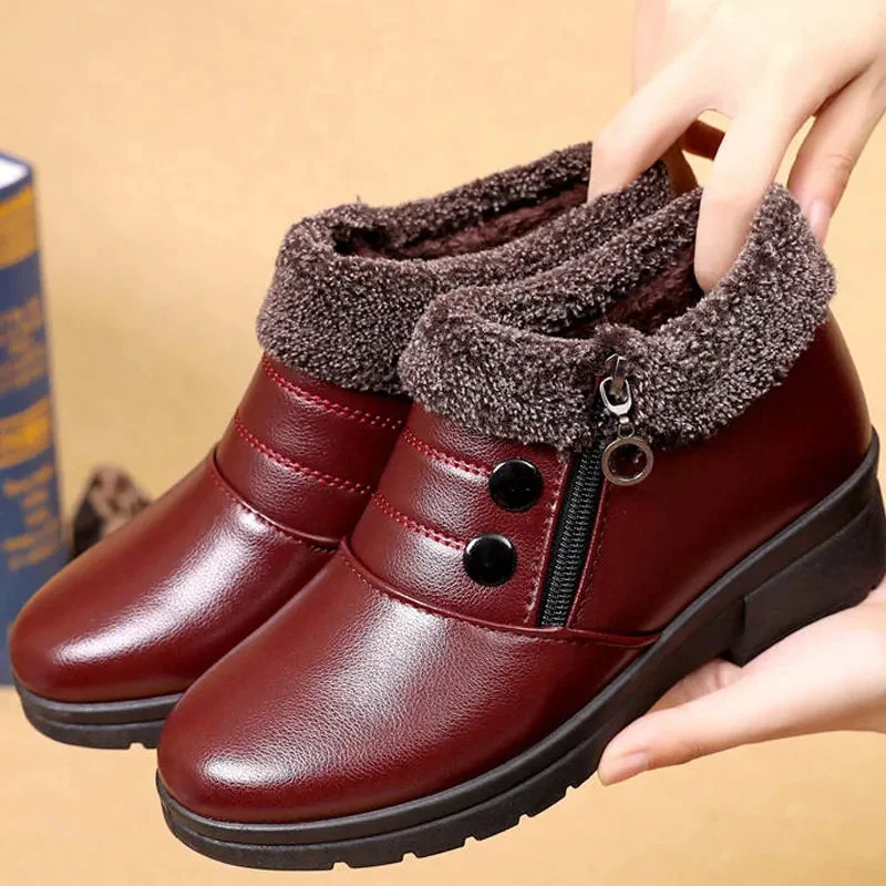 GKTINOO Women Boots 2022 Fashion Waterproof Snow Boots Shoes Women Casual Lightweight Ankle Warm Winter Boots Soft Leather