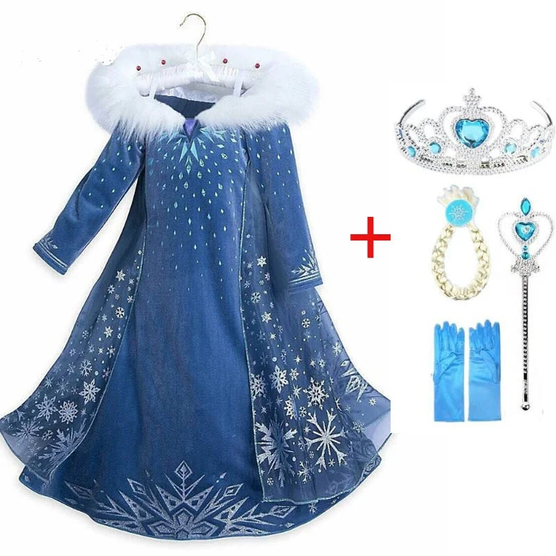 2021 Halloween Costume for Girls Children Clothing Princess Dress Girl Birthday Cosplay Clothes Belle Dress Send Crown New Year