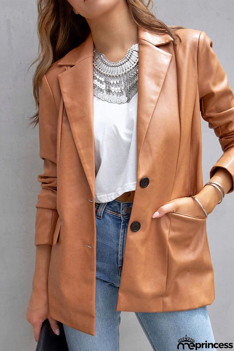 Casual Street Solid Patchwork Buckle Turn-back Collar Outerwear