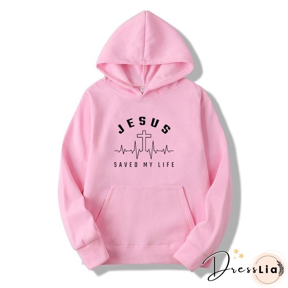 Funny Jesus Saved Life Hooded Coat Fashion Casual Hoodie Long Sleeve Sweatshirt Top