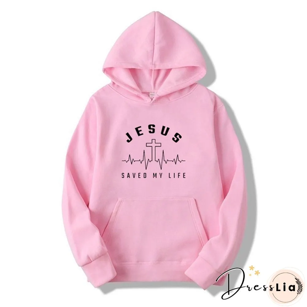 Funny Jesus Saved Life Hooded Coat Fashion Casual Hoodie Long Sleeve Sweatshirt Top