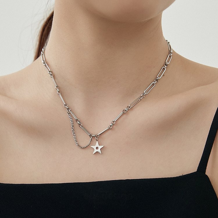 Star Tassel Chain Titanium Steel Pendant Necklace - Modakawa Modakawa