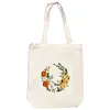 Crescent Roses Cross Stitch Canvas Bag Making Kits with Hoop Frame Printed Embroidered Canvas Bags for Adults Handicraft Sewing Materials DIY Tote Handbag Needlepoint Kits 12.5x14.4in