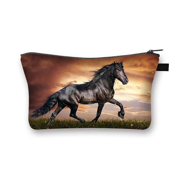 Horse Printed Hand Hold Travel Storage Cosmetic Bag Toiletry Bag