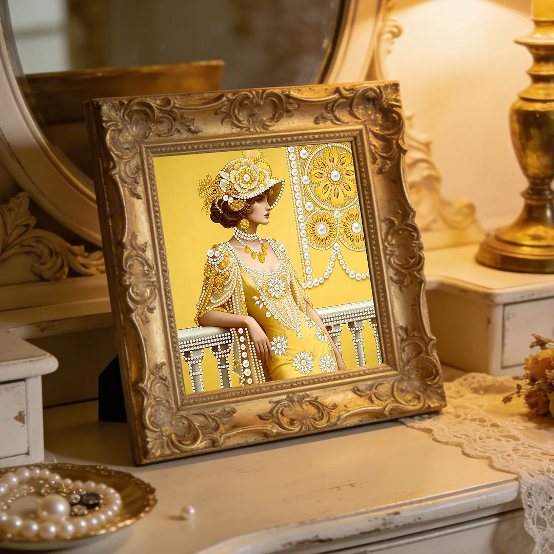 Yellow Beauty Special Shaped 5D DIY Partial Drill Diamond Painting Kit 30x30cm