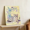 DIY Pearl Painting Cat for Home Wall Decor with Frame(40*30cm)