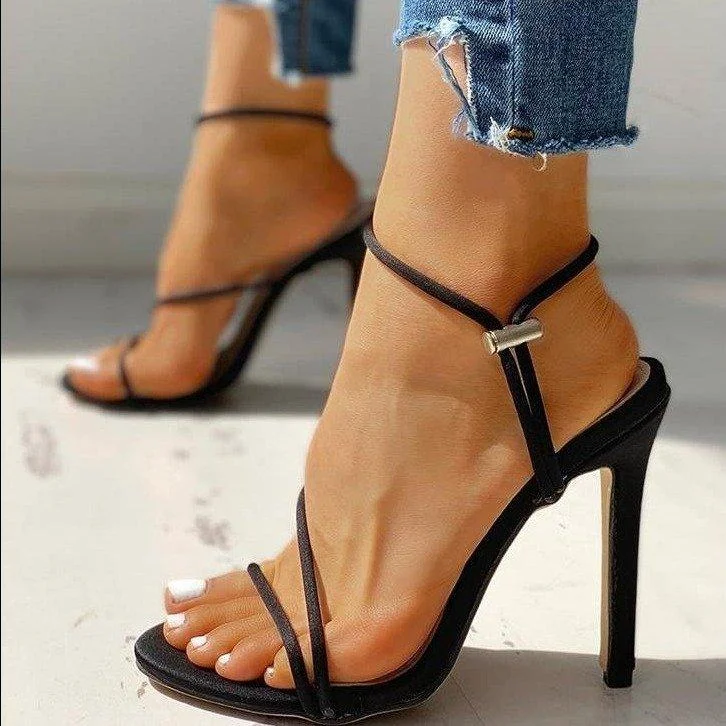 Women's Neon Stretchy Strappy Heels Open Toe Sexy Stiletto Sandals Heels