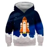 Kid Boy Cartoon Astronaut Starfield Rocket 3D Digital Print Hoodie