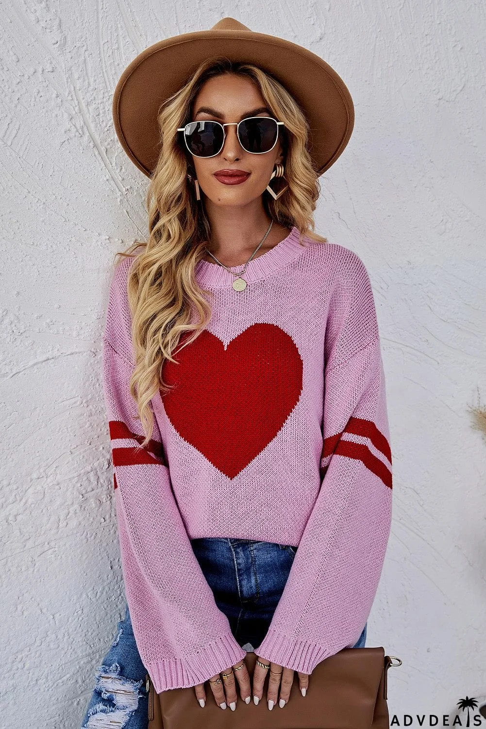 Heart Graphic Wide Sleeves Sweater