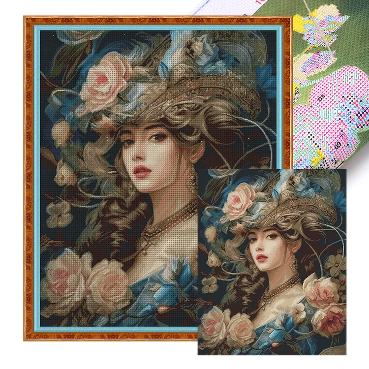 Spring-British Girl (66*79cm) 16CT Stamped Cross Stitch gbfke